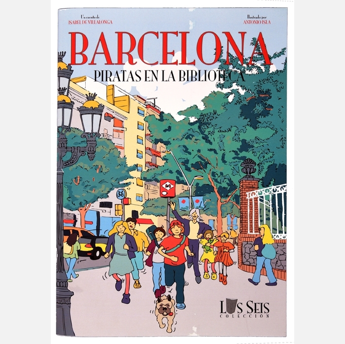 Imatge de la coberta del llibre 'Los seis en Barcelona. Piratas en la biblioteca'